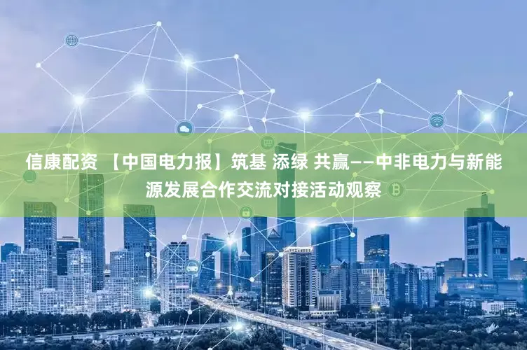 信康配资 【中国电力报】筑基 添绿 共赢——中非电力与新能源发展合作交流对接活动观察